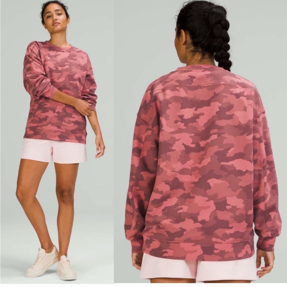 lululemon Perfectly‎ Oversized Crew Sweatshirt Sz 8 Camo Brier Rose